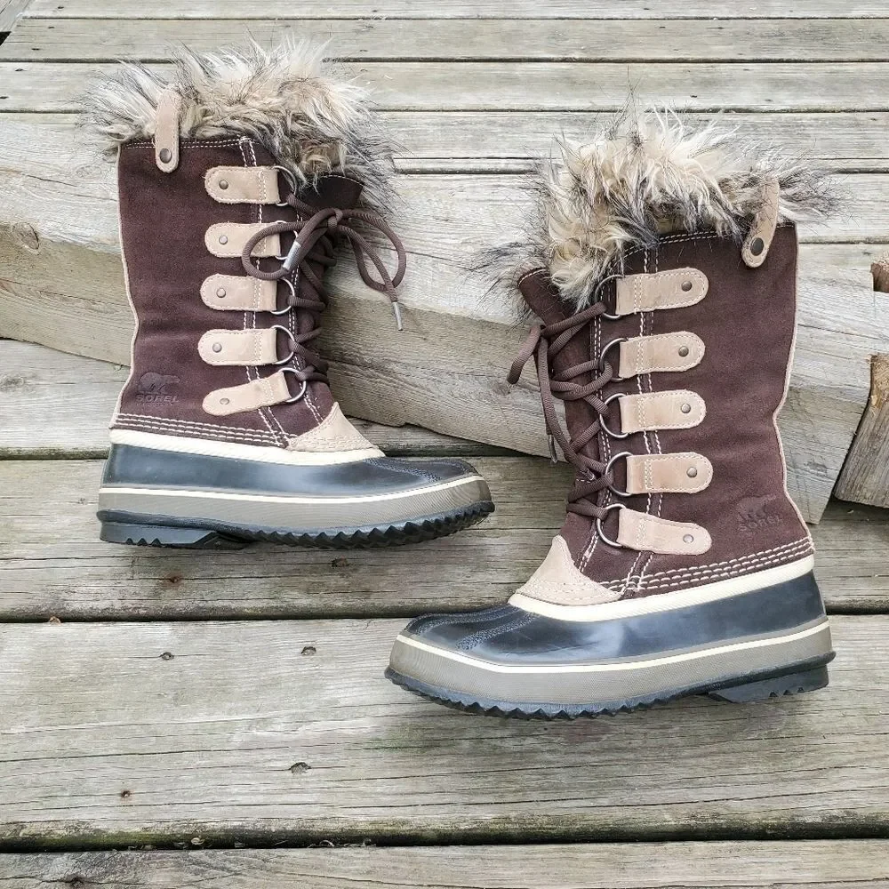 Sorel Joan Of Arctic 1540 Tall Faux Fur Cuff Winter Snow Duck Boots Woman's‎ 6
